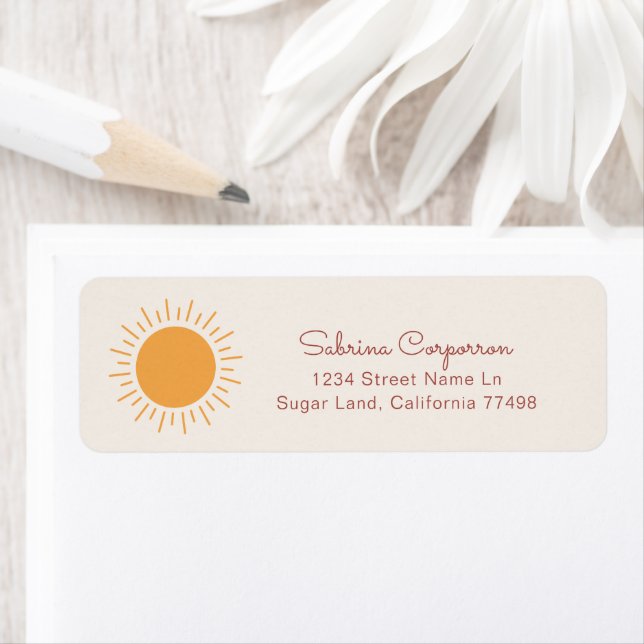 Boho Sunshine Golden Yellow Return Address Label (Insitu)