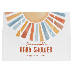 Boho Sunshine Neutral Baby Shower Welcome Large Gift Bag