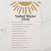 boho sunshine nursery rhyme trivia shower game 
