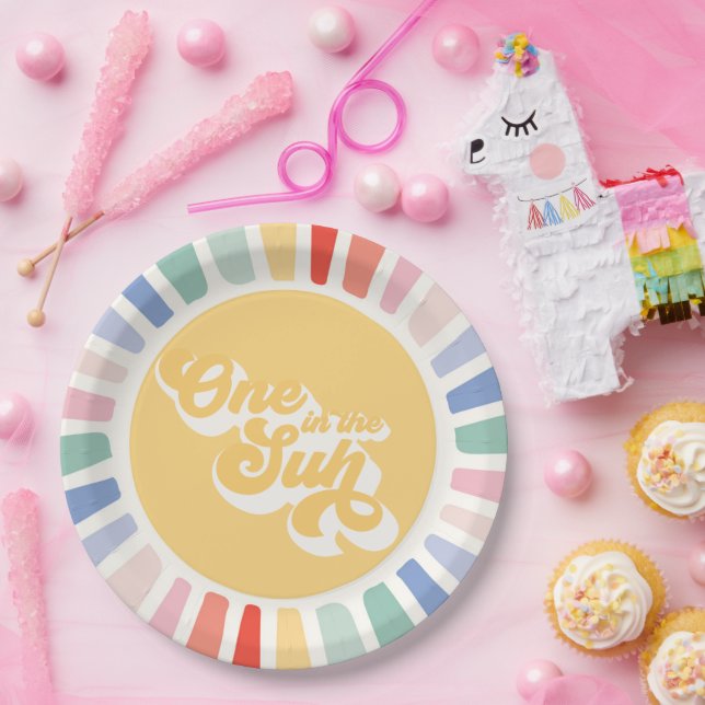 Boho Sunshine One In The Sun Sunshine Birthday Paper Plate (Party)
