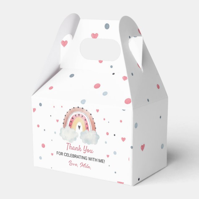 Boho Sunshine Rainbow Favour Box Birthday Party (Front Side)