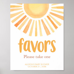 Boho sunshine sun baby shower party favours sign