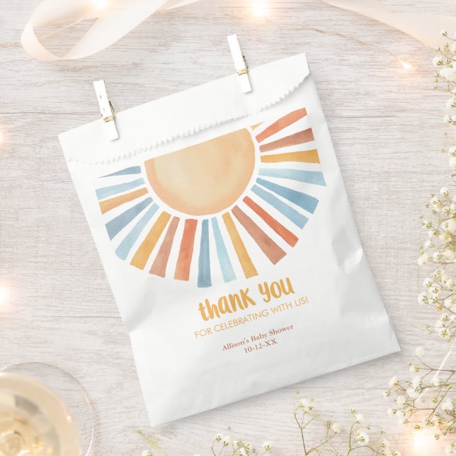 Boho sunshine sun boy baby shower  favour bag (Clipped)