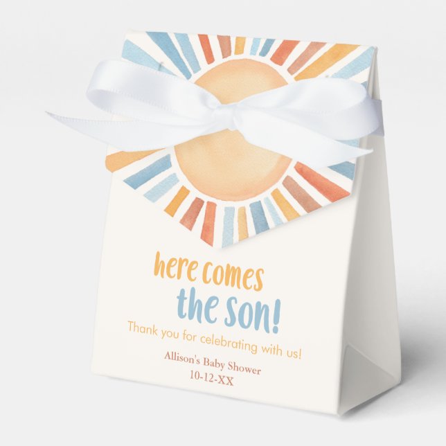 Boho sunshine sun boy baby shower  favour box (Front Side)