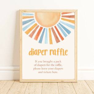 Boho sunshine sun Diaper Raffle baby shower sign