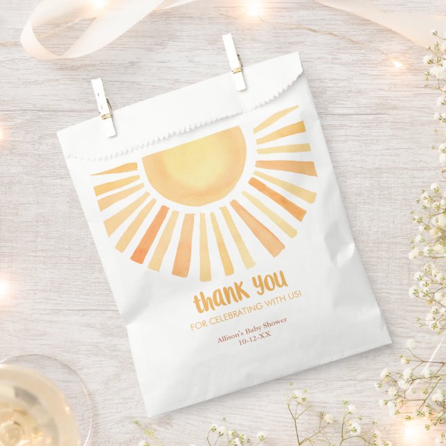 Boho sunshine sun gender neutral baby shower favour bag (Clipped)