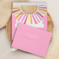 Boho sunshine sun yellow pink envelopes 5x7 card