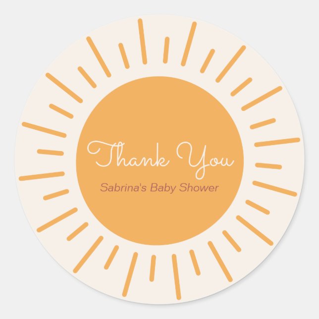 Boho Sunshine Thank You Classic Round Sticker (Front)