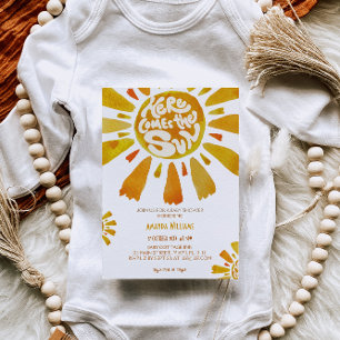 Boho Sunshine Watercolor Baby Shower Invitation