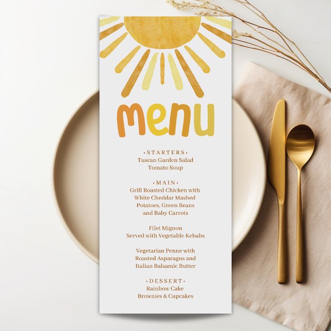 Boho Sunshine Yellow Baby Shower Menu (Creator Uploaded)