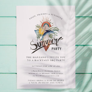 Boho Surf   Summer Backyard Party Invitation