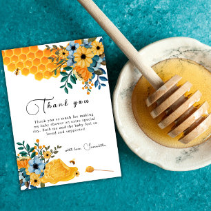 Boho Sweet Honey Bee Floral Baby Shower Thank You Card