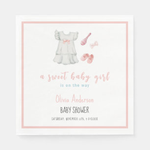 Boho Sweet Pink Girl Outfit Baby Shower  Napkin