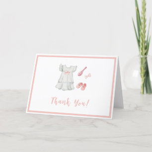 Boho Sweet Pink Girl Outfit Baby Shower  Thank You Card