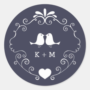 Boho Swirls (Changeable Background Colour) Wedding Classic Round Sticker