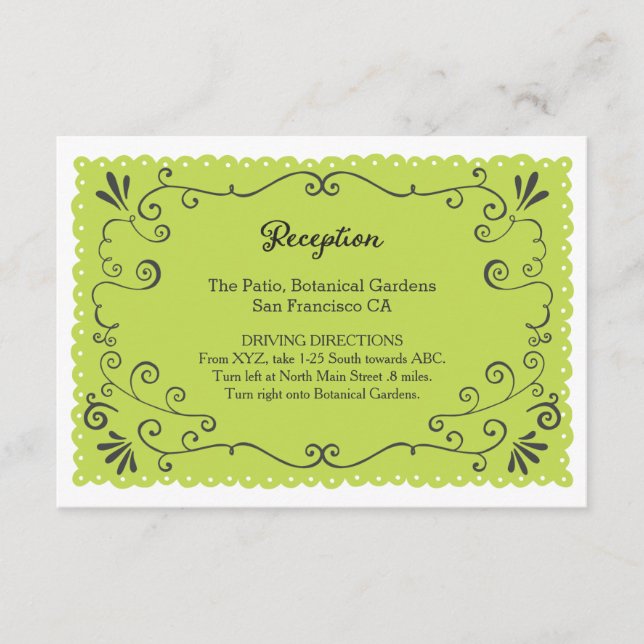 Boho Swirls, Curls, a Banner & Lovebirds Wedding Enclosure Card (Front)
