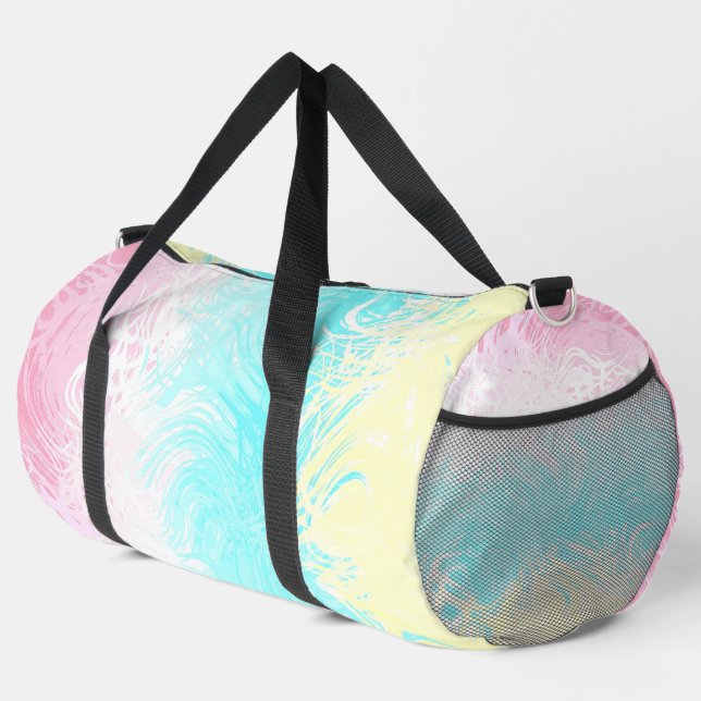 Boho Swirly Groovy Abstract Genderflux Pride Flag Duffle Bag (Right Corner)