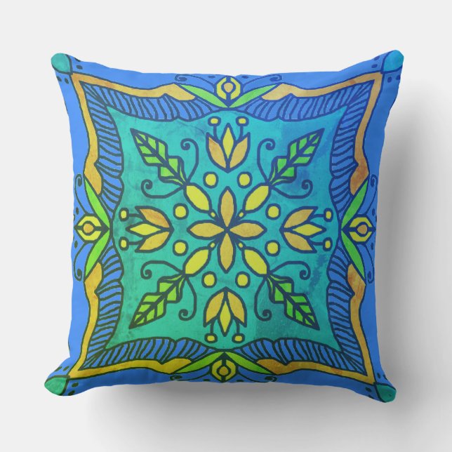Boho Talavera Tile  Cushion (Front)