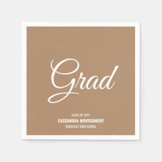 Boho Tan Minimalist Modern Graduation Party Napkin