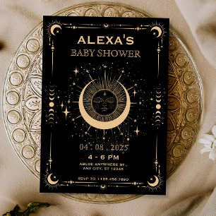 Boho tarot moon sun baby shower Invitation