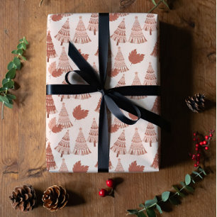 Boho tassel and Christmas ornaments design Wrapping Paper