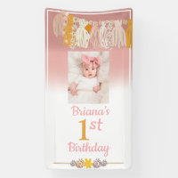 Boho Tassel Custom Photo Girls 1st Birthday