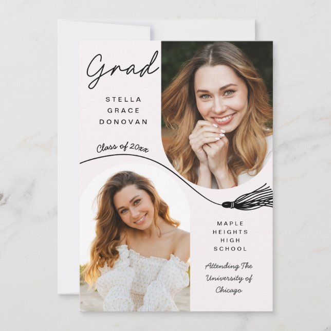 Boho Tassel Grad Announcement with Photo (Front)