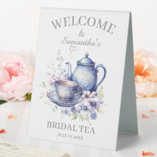 Boho Tea Pot Floral Blue Bridal Shower Tea Party