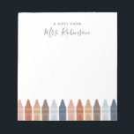 Boho Teacher Appreciation Crayon Notepad<br><div class="desc">Surprise the teacher in your life or treat yourself (if you're the teacher) to this note pad,  featuring crayons in a warm and neutral boho colour palette! Personalise the text with the name of your recipient.</div>