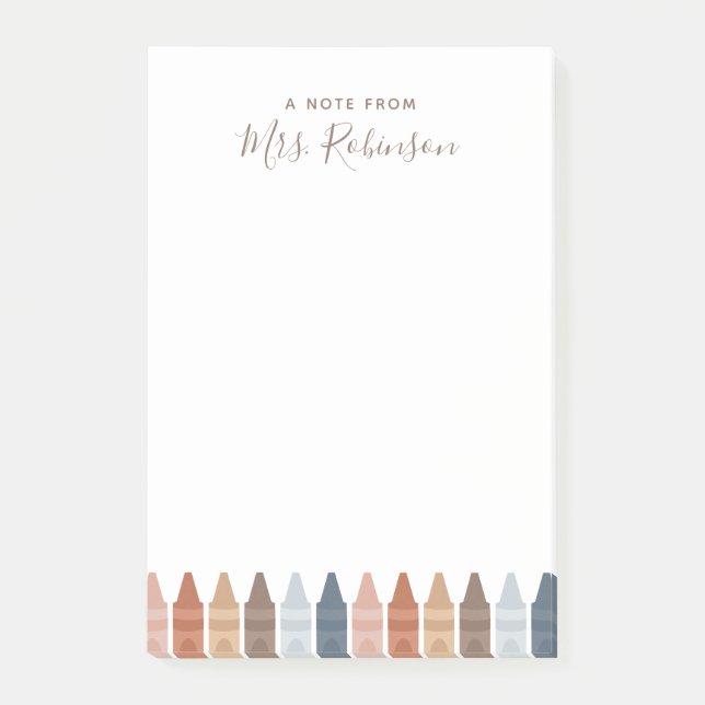 Boho Teacher Appreciation Crayon Post-it Notes (Front)