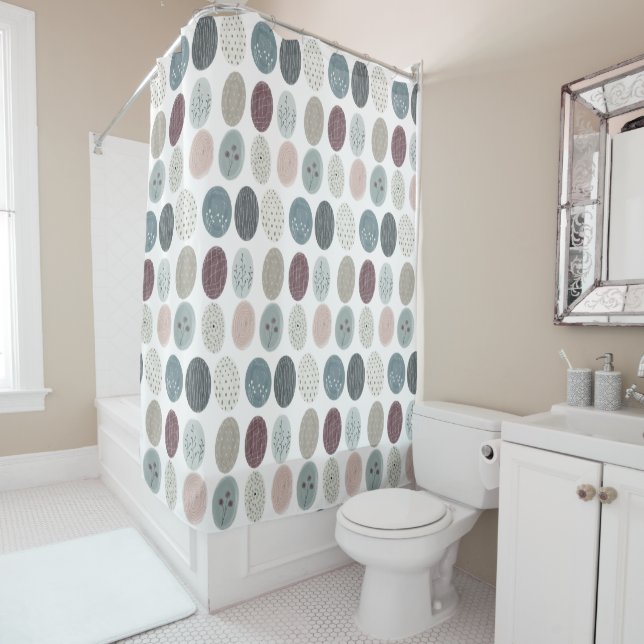 Boho Teal and Blush Shower Curtain Bohemian Style (In Situ)