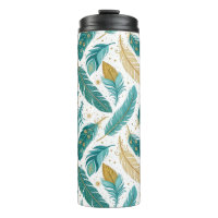 Boho Teal and Gold Feathers