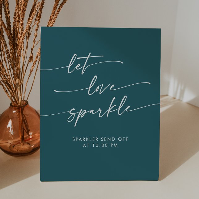 Boho Teal Blue Sparkler Send Off Wedding Pedestal Sign (Boho Teal Blue Sparkler Send Off Wedding Pedestal Sign)