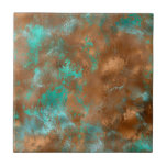 Boho Teal Copper Grunge Ceramic Tile<br><div class="desc">Teal & Copper boho grunge</div>