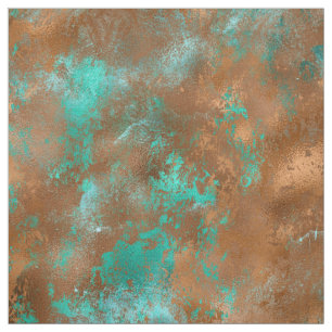 Boho Teal Copper Grunge Fabric