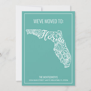 Boho Teal Floral Mandala Florida State Moving Announcement