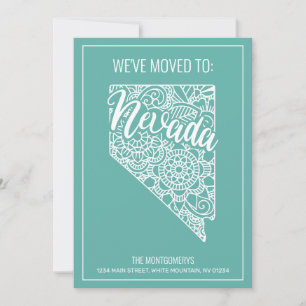 Boho Teal Floral Nevada State Moving Announcement