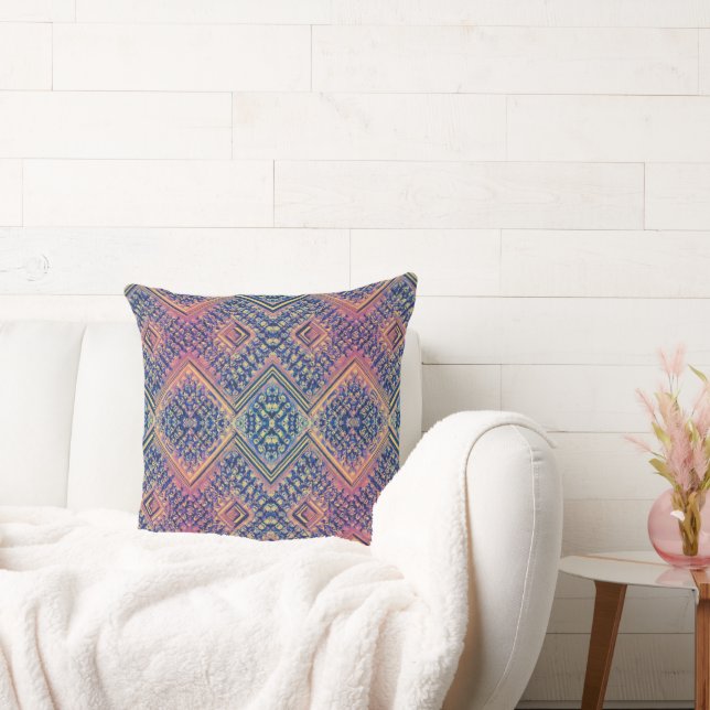 Boho Teal & Pink Multi Tribal Inspired  Cushion (Couch)