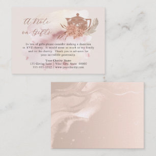 Boho Teapot Hydrangeas Donation Instead of Gifts Enclosure Card