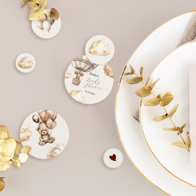 Boho Teddy Bear Air Balloon Clouds Baby Shower Confetti (Boho Teddy Bear Air Balloon Clouds Baby Shower Confetti)