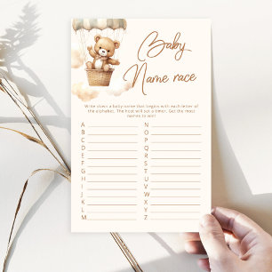 Boho teddy bear baby name race baby shower game