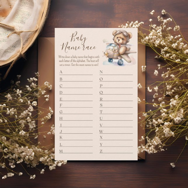 Boho teddy bear baby name race baby shower game (Creator Uploaded)