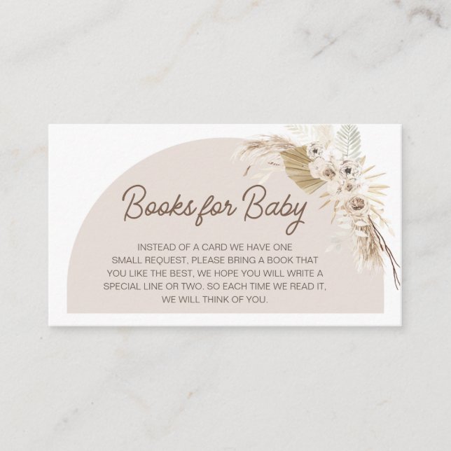 Boho Teddy Bear Baby Shower Books for Baby Enclosure Card (Front)