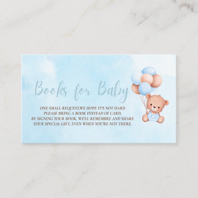 Boho Teddy Bear Baby Shower Books For Baby  Enclosure Card (Front)