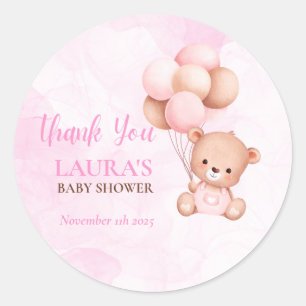 Boho Teddy Bear Baby Shower Classic Round Sticker