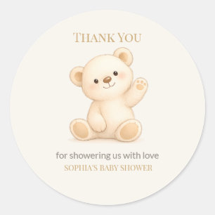 Boho Teddy Bear Baby Shower Classic Round Sticker