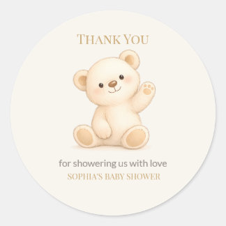 Boho Teddy Bear Baby Shower Classic Round Sticker