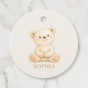 Boho Teddy Bear Baby Shower Favour Tags