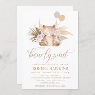Boho Teddy Bear Baby Shower Invitation
