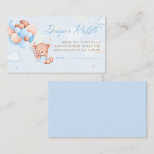 Boho Teddy Bear Balloon Baby Shower diaper raffle Enclosure Card